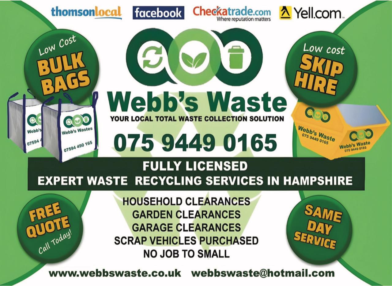 Webb's Waste advertisement 2026